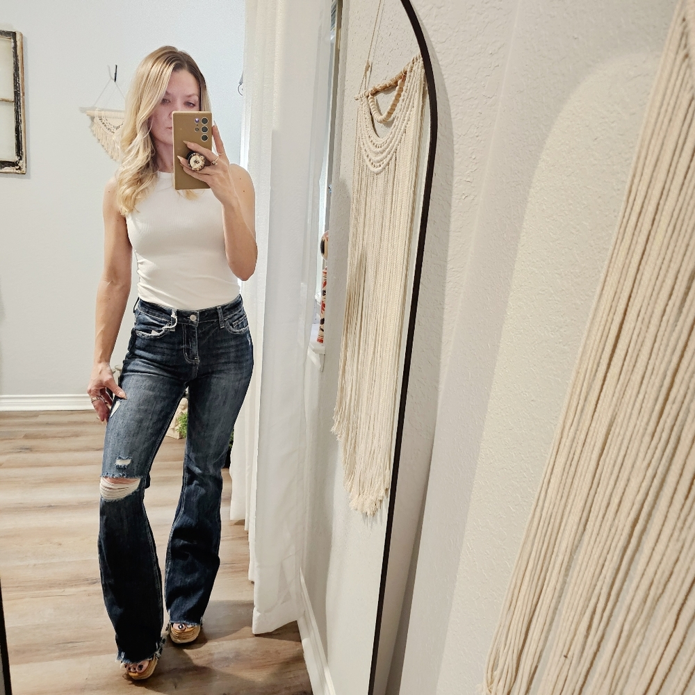 Lovervet (Vervet by Flying Monkey)  Distressed Flare Jeans Size 5(27) - Picture 2 of 15